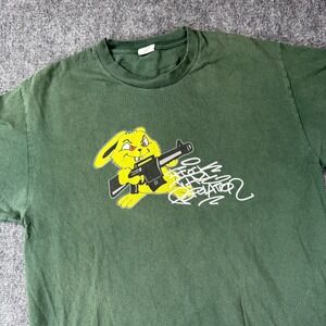 FTP Shirt Mens Large Green Bunny‎ Graphic Tee Made USA Streetwear Skater OG